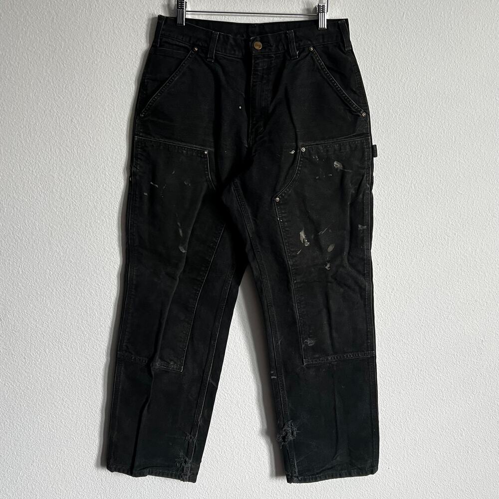 Carhartt B136 BLK faded black double knee work wear carpenter pants